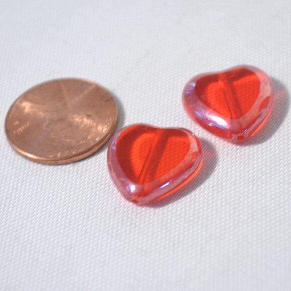NEW ASSORTED CZECH  RED GLASS HEART BEADS, 120 PC - Picture 7 of 7